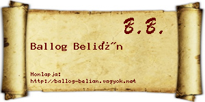 Ballog Belián névjegykártya